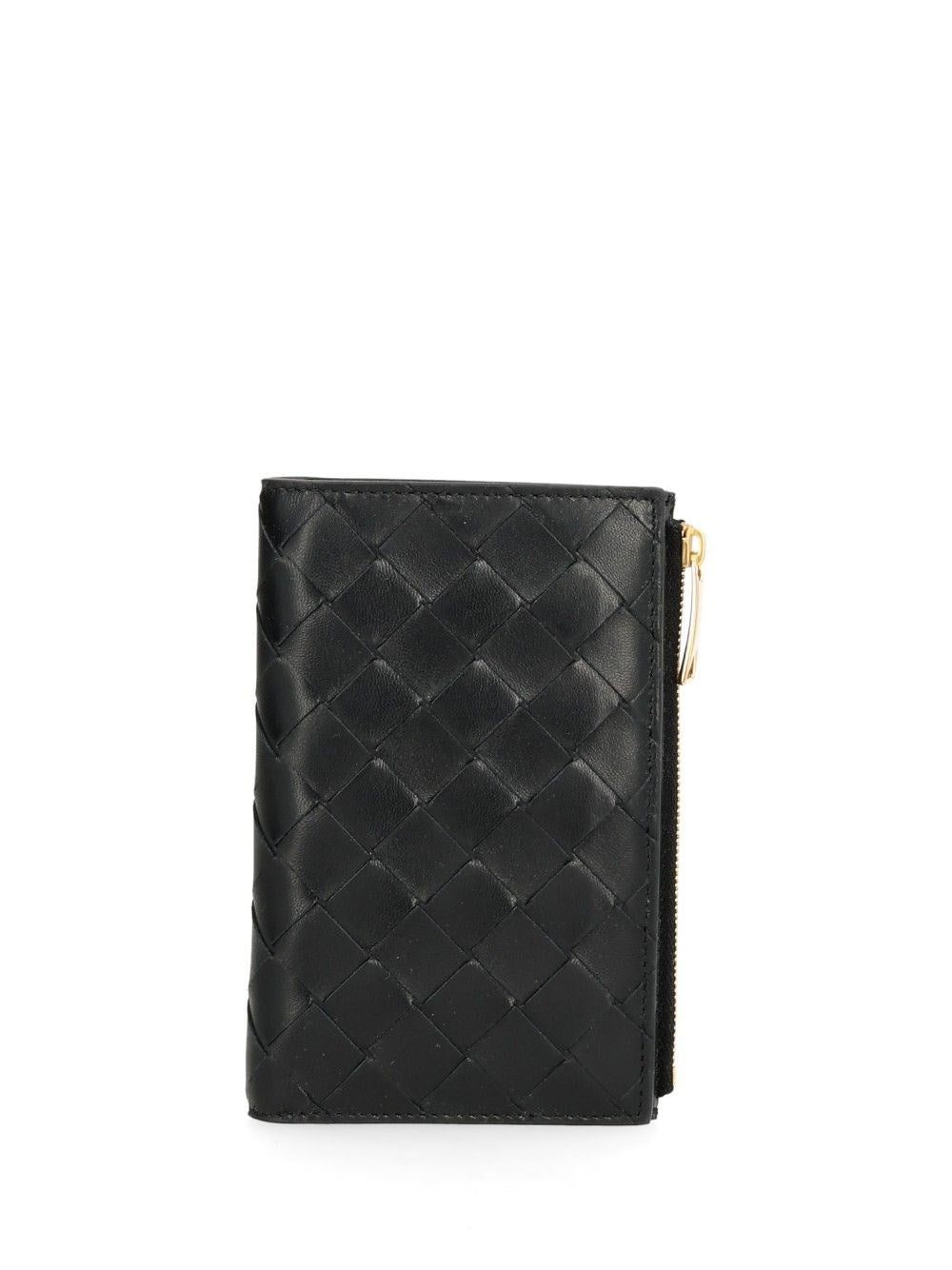 Bottega Veneta Medium Intrecciato Bi-Fold Wallet - Black