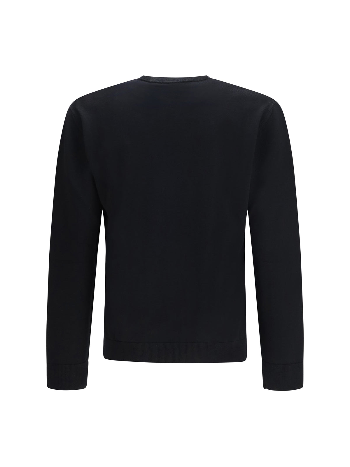 Valentino Sweater in virgin wool with intarsia V detail - Black/Burro