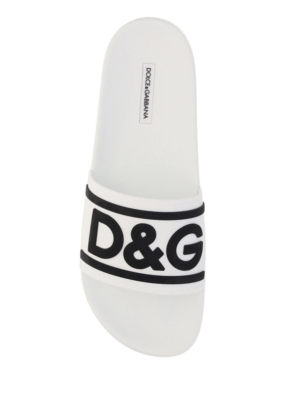 Dolce & Gabbana Logo Slide Sandals - White/Black