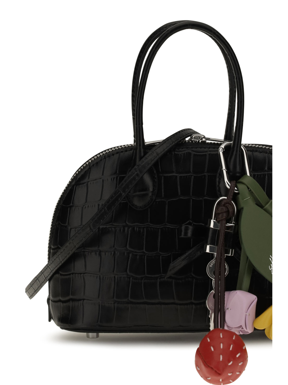 Self-Portrait Toast crocodile-effect leather Handbag - Black