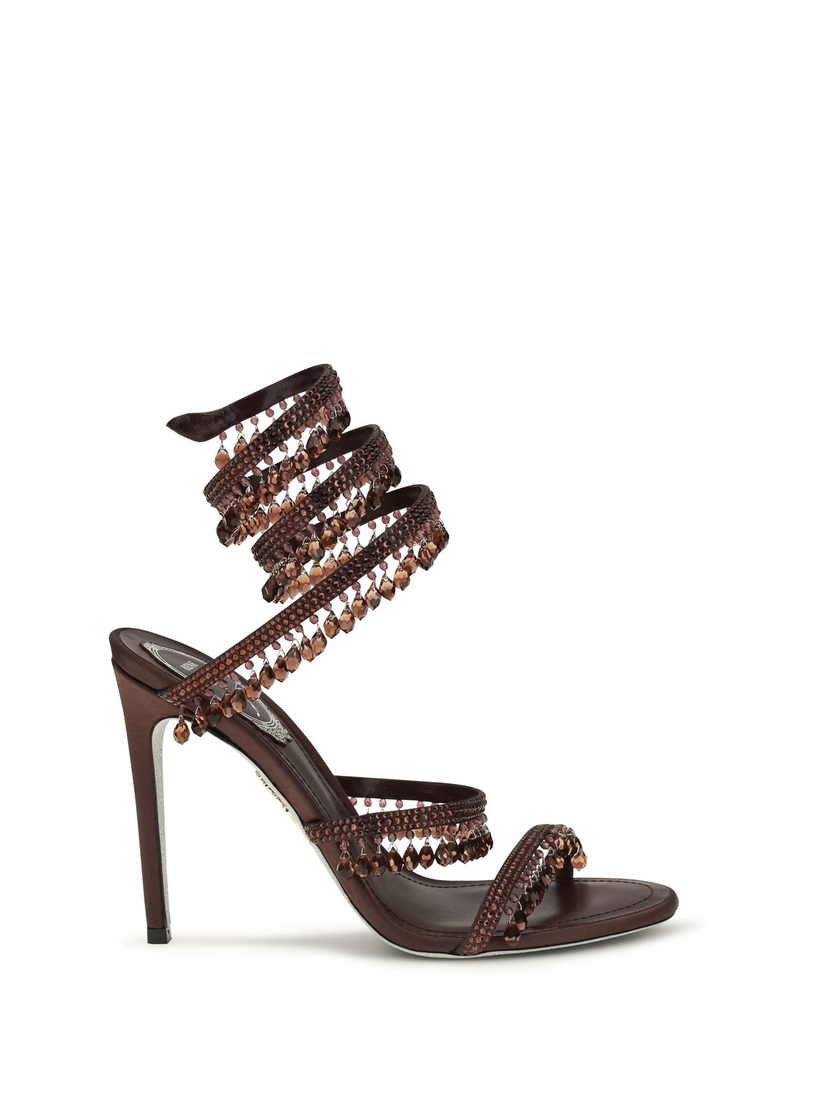 Rene Caovilla Chandelier Sandals in satin - Fondant Satin/Burgundy