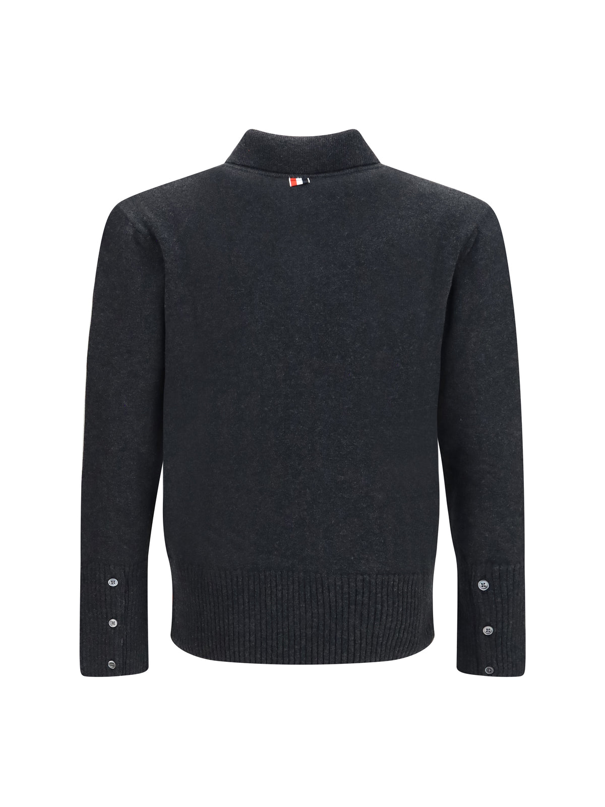 Thom Browne 4-Bar cable-knit long-sleeve Polo Sweater - Tonal Grey