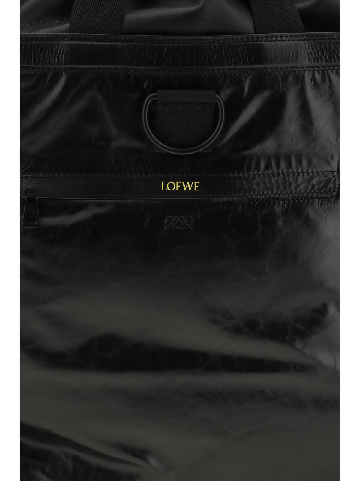Loewe Squad paper-effect calfskin Backpack - Black