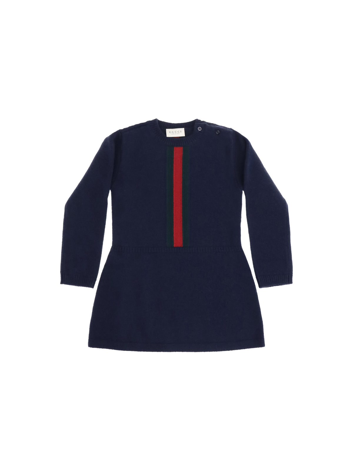 Gucci Wool Dress with Web detail for Girl - Abyss Blue/Green/Red