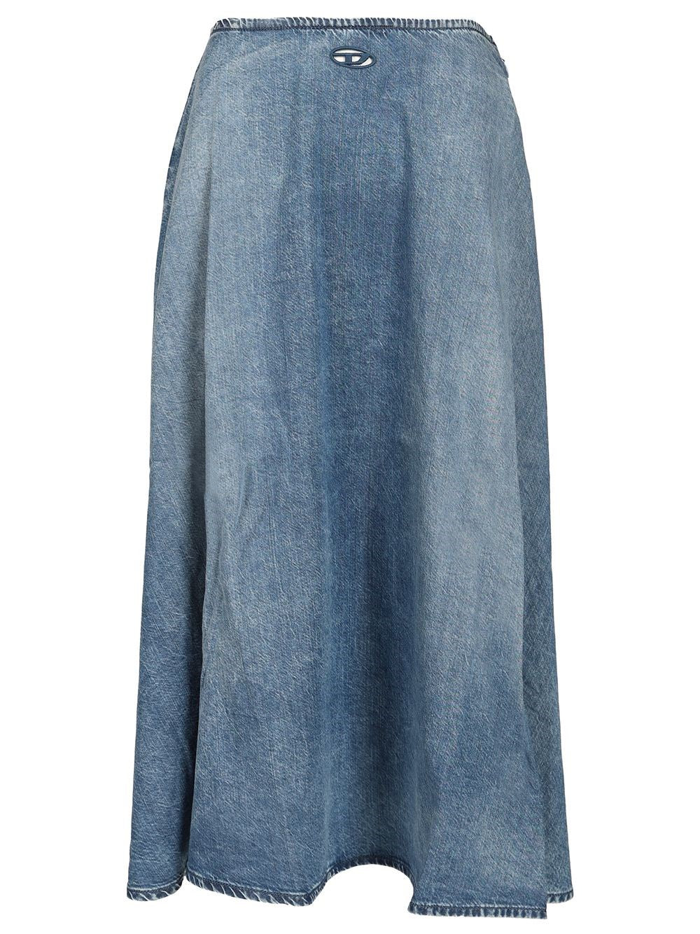 Diesel Wide Skirt In Fluid Denim - Blue