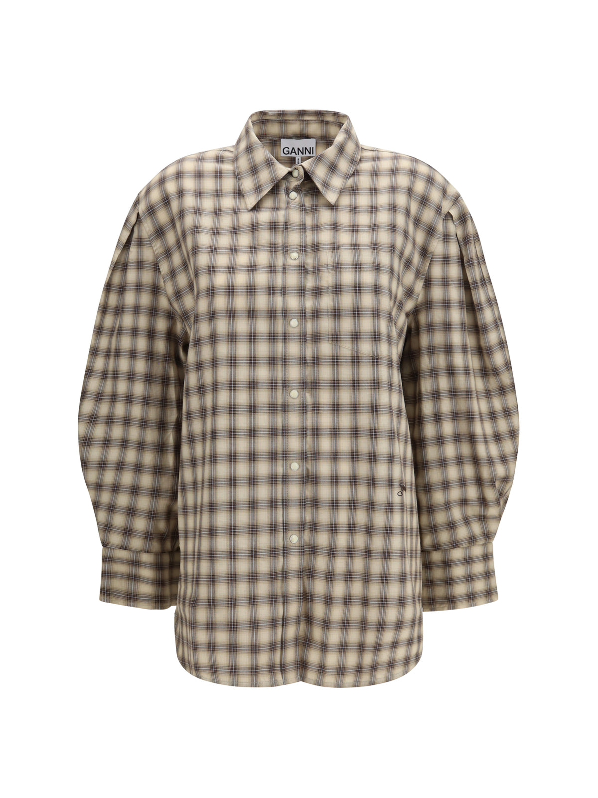 Ganni Check fannel Shirt - Oyster Gray