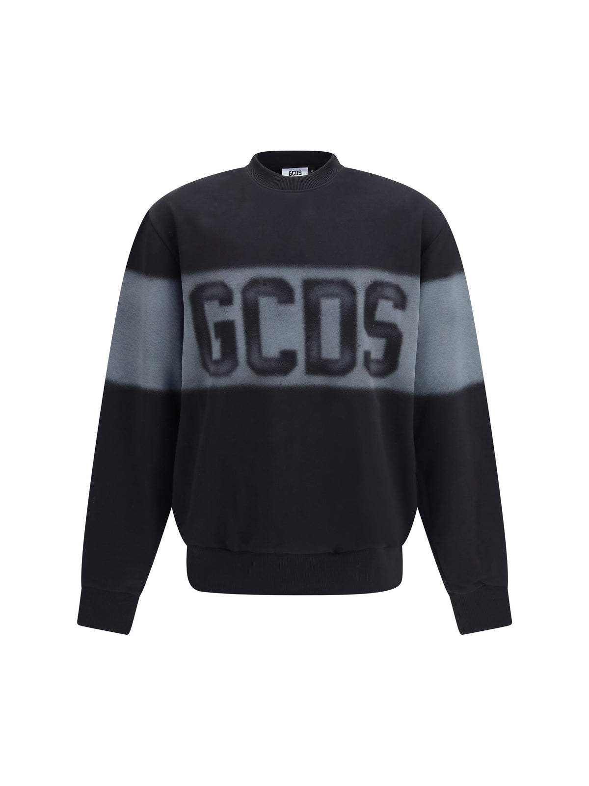 GCDS Logo Spray crewneck Sweatshirt - Black/Grey