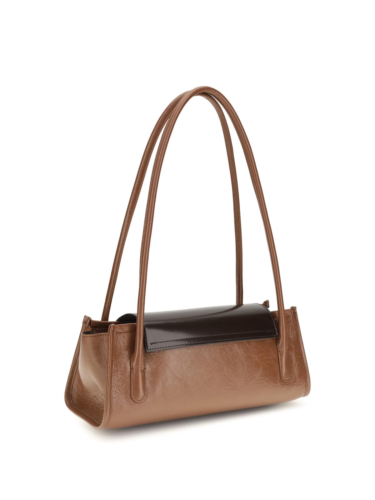 Marni Trunkette leather Shoulder Bag - Raw Sienna/ Redwood
