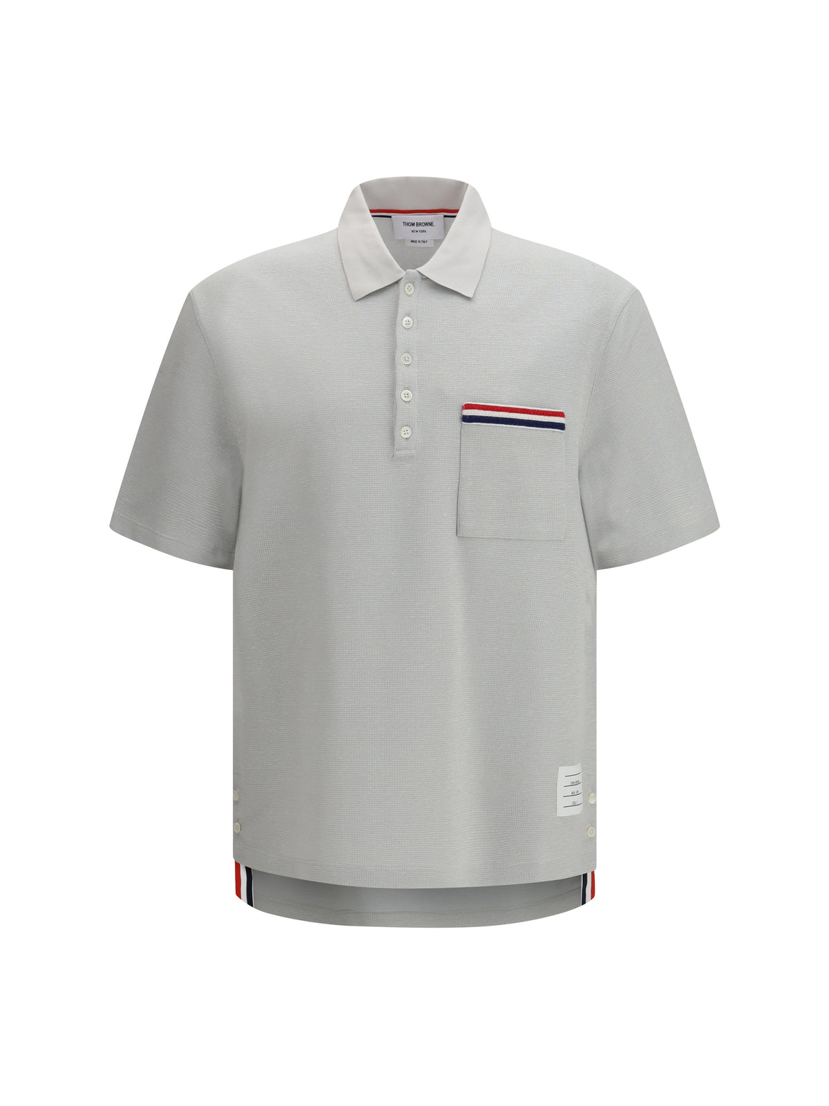 Thom Browne Short-sleeve Polo with chest pocket - Pale Grey
