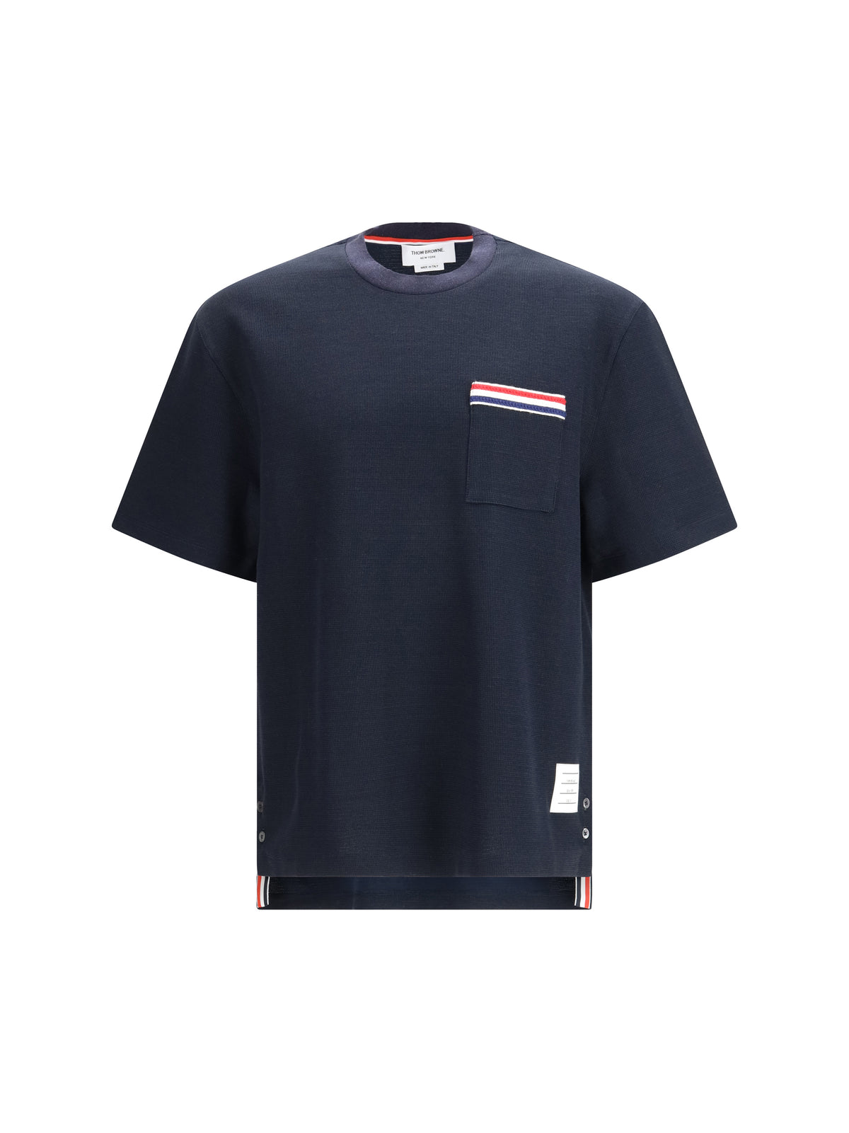 Thom Browne Short-sleeve cotton-linen T-shirt - Navy