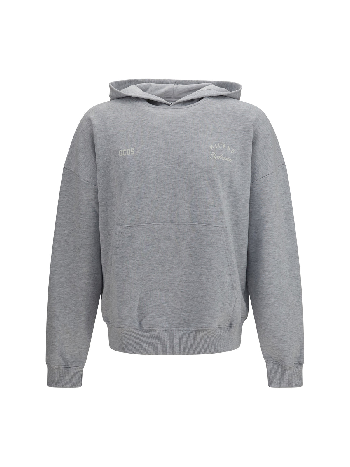 GCDS Hooded Sweatshirt with back band logo - Vapor Grey/Pink