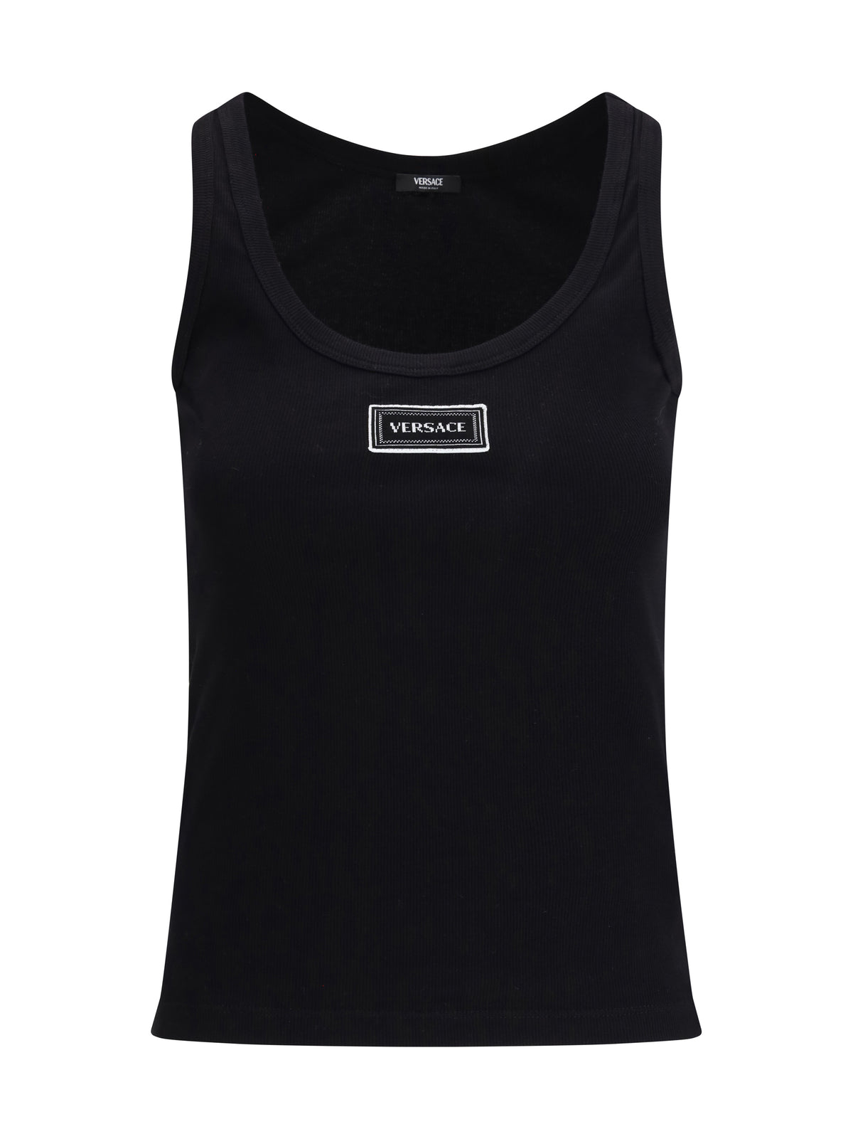 Versace Tank Top in cotton rib stretch - Black