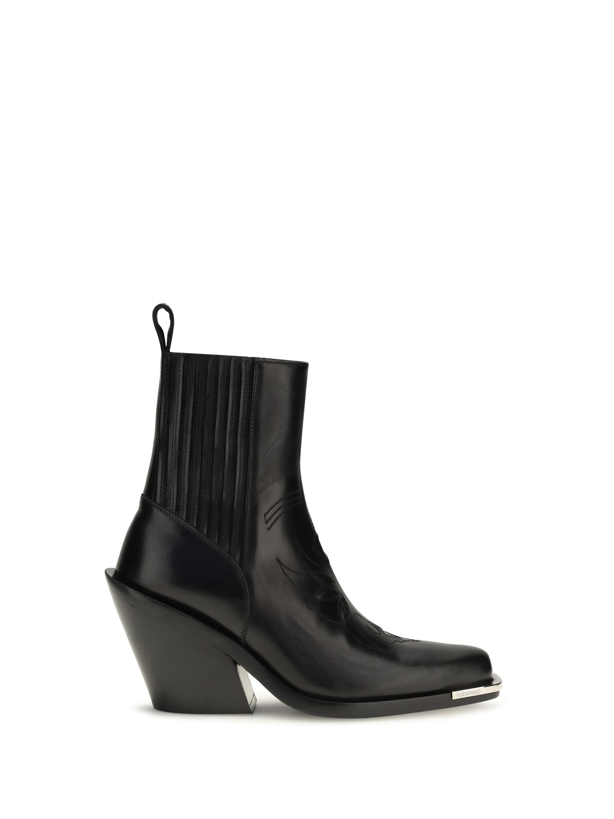 Rabanne Leather cowboy Ankle Boots - Black