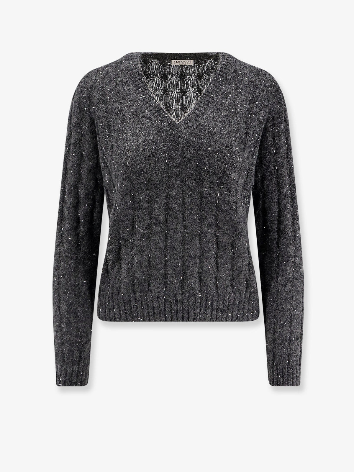 Brunello Cucinelli Wool blend sweater with all-over sequins - Antracite