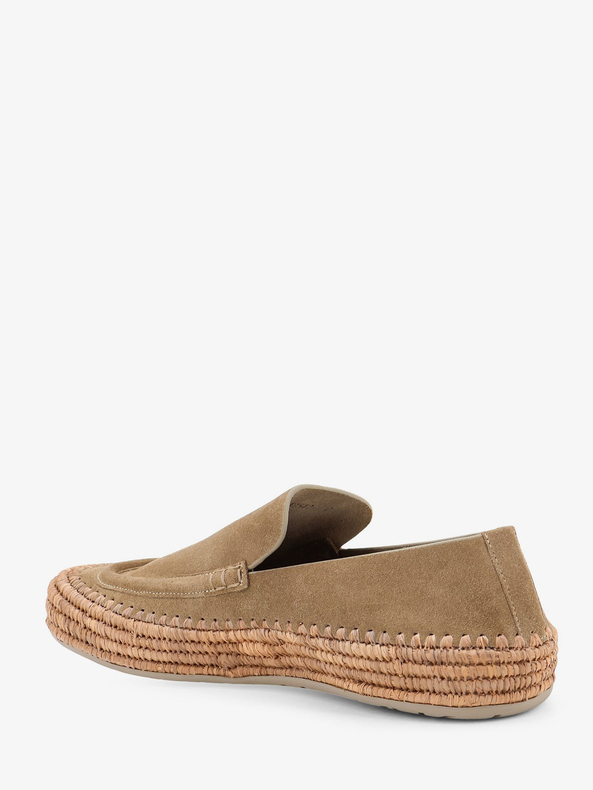 Loewe Rio suede and raffia loafers - Stone Grey