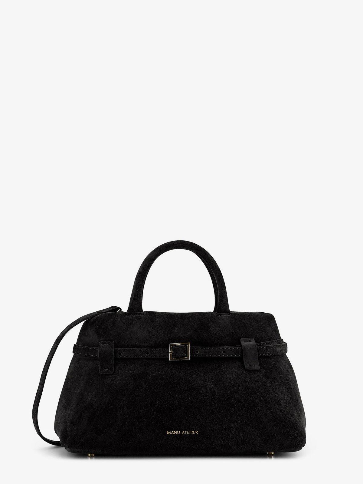 Manu Atelier Le Cambon 25 suede crossbody bag - Black