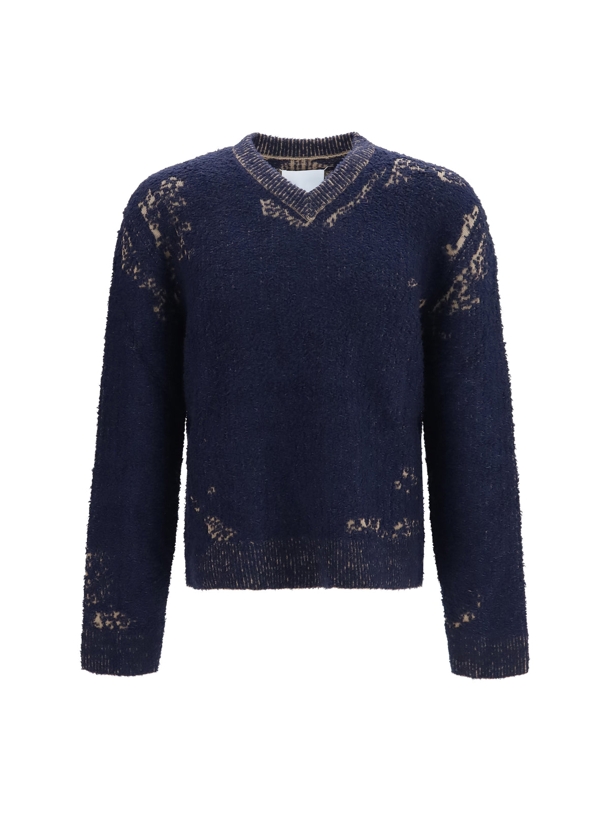 Maison Margiela Acid V-neck Sweater - Navy/Light Brown