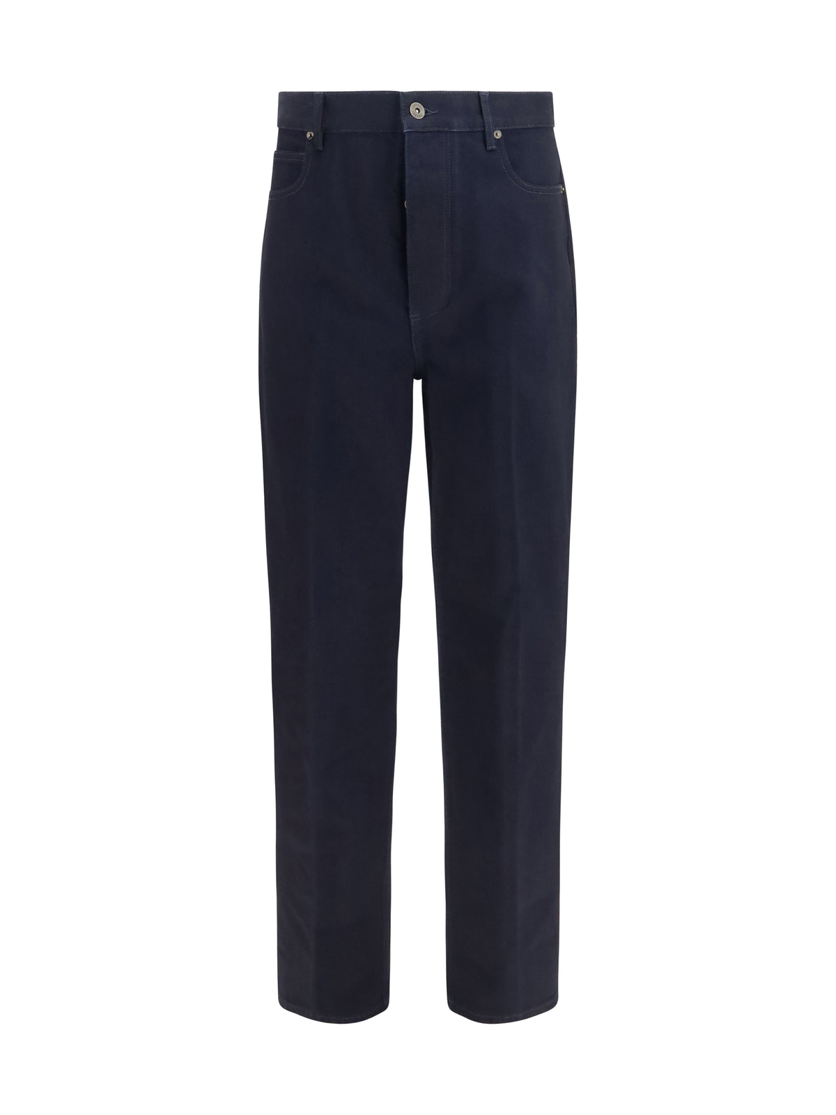 Bottega Veneta Wide-leg Jeans with Intrecciato patch - Dark Indigo
