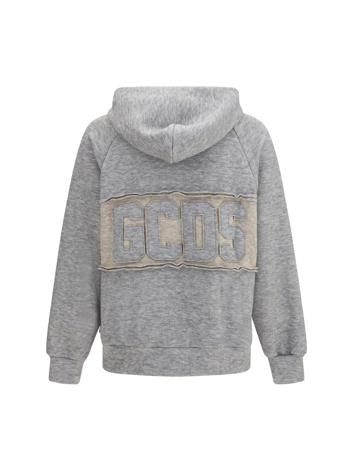 GCDS Hooded Sweatshirt with back logo - Frost Gray/Taupe