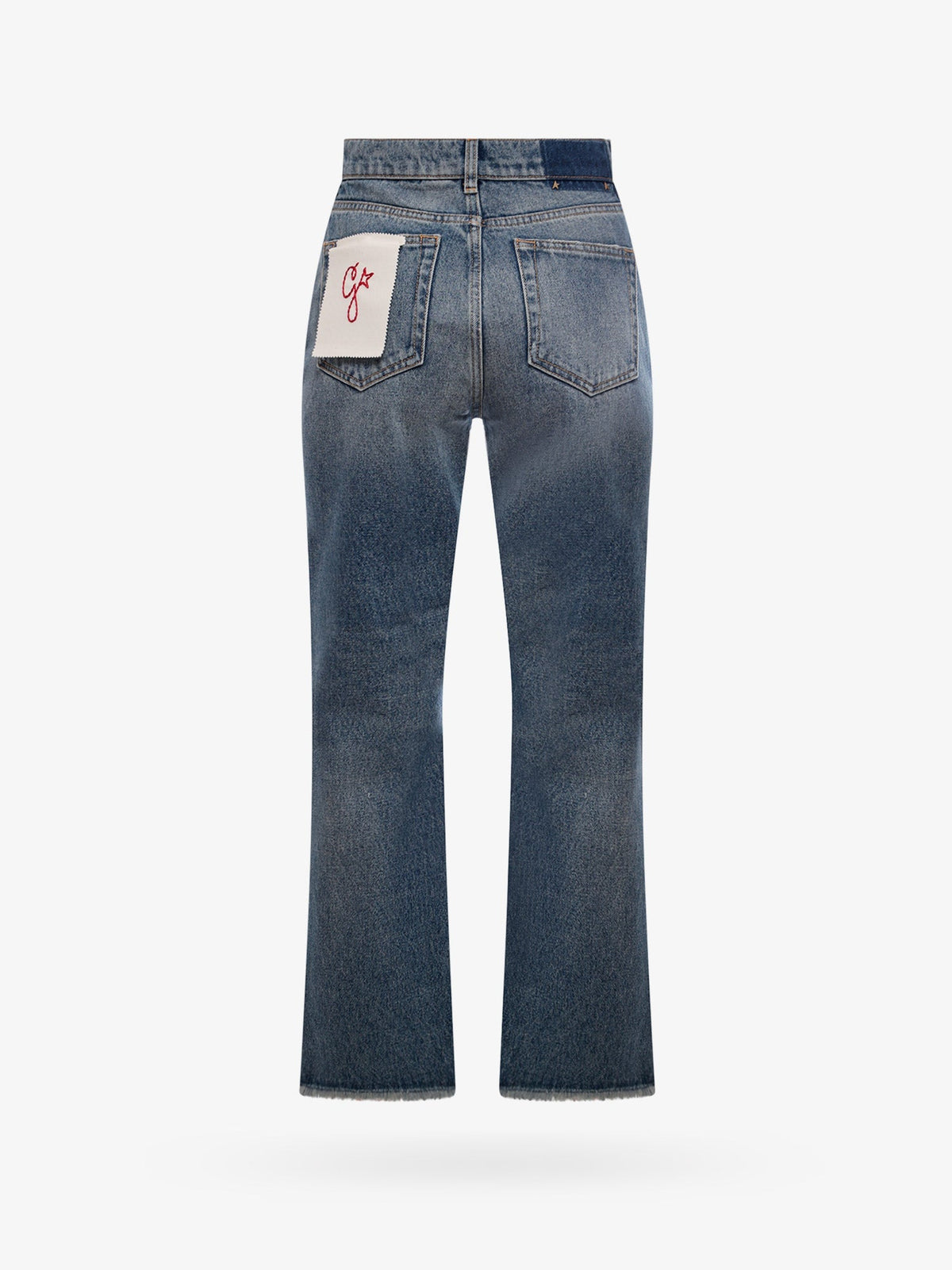 Golden Goose Deluxe Brand Derin new cropped flare jeans with back logoed patch - Blu