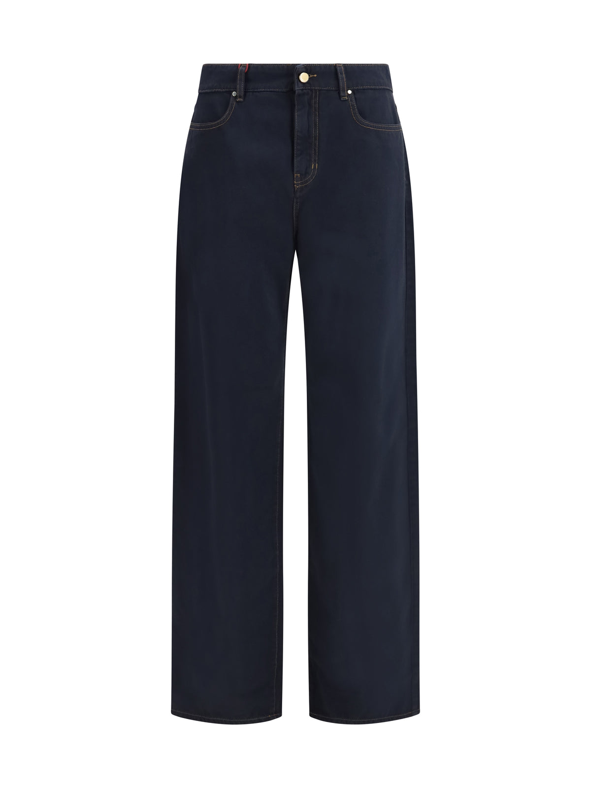 Max Mara Studio Baggy Pants in pure cotton satin - Blue