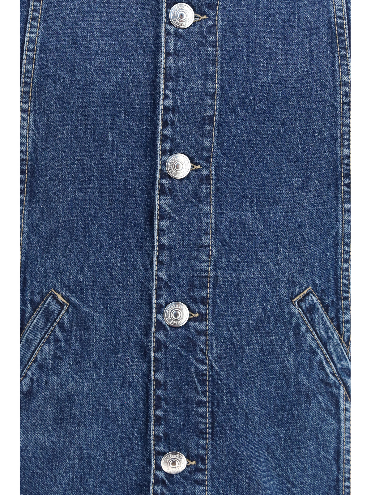Brunello Cucinelli Denim Jacket with suede collar - Denim Medium