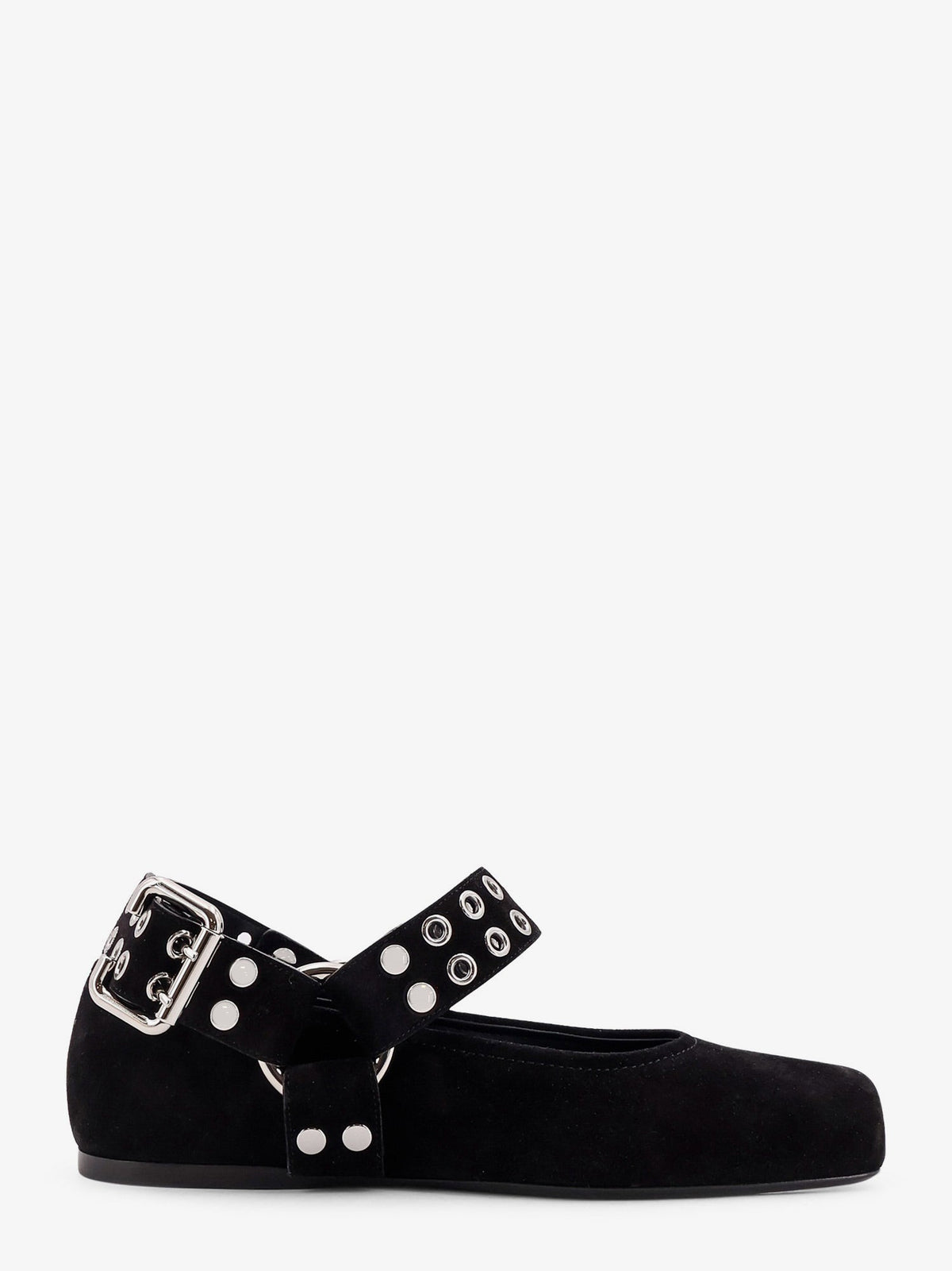 Alaïa Suede Biker Flat Ballerinas - Noir