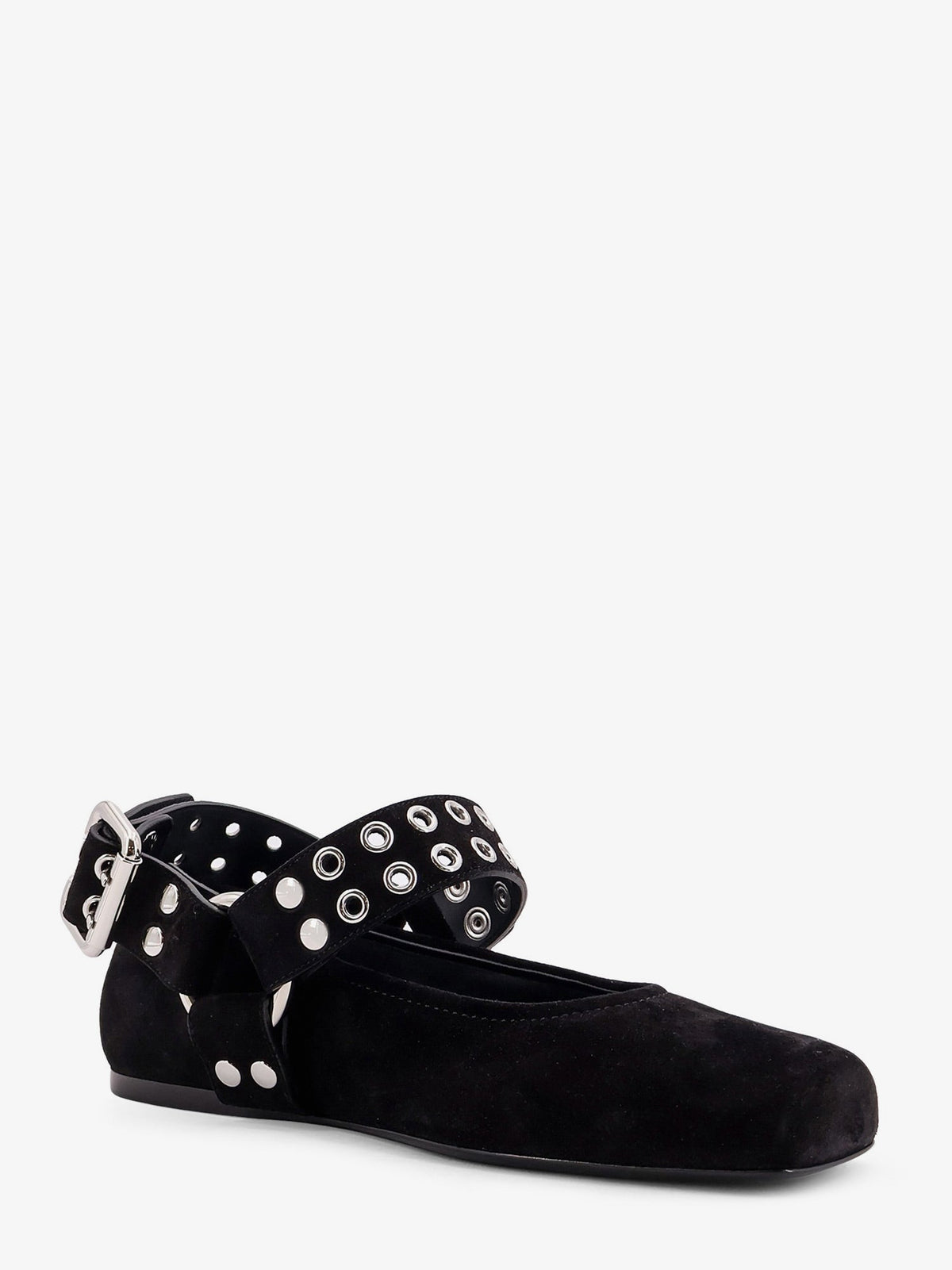 Alaïa Suede Biker Flat Ballerinas - Noir
