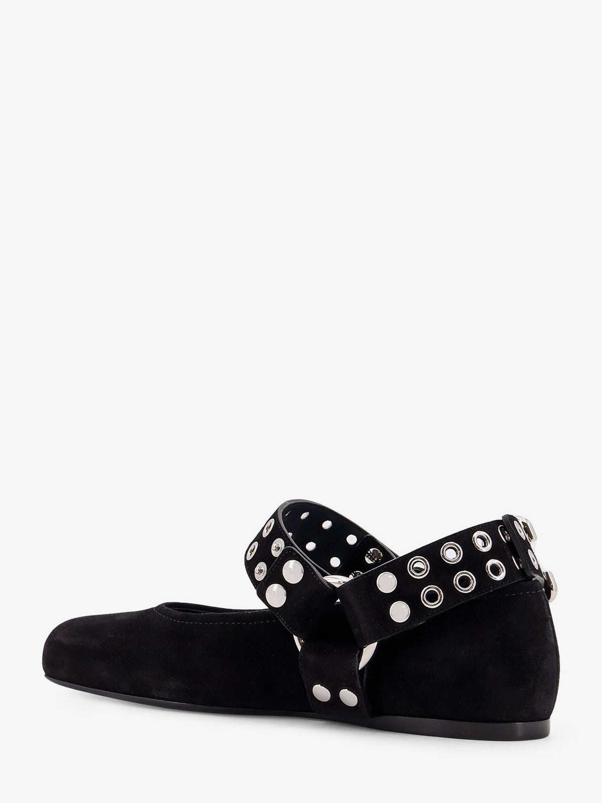 Alaïa Suede Biker Flat Ballerinas - Noir