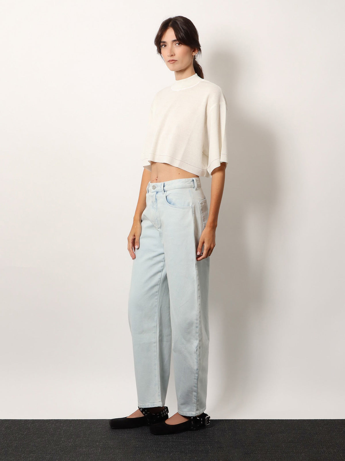 Alaïa Cropped cotton blend top - Blanc