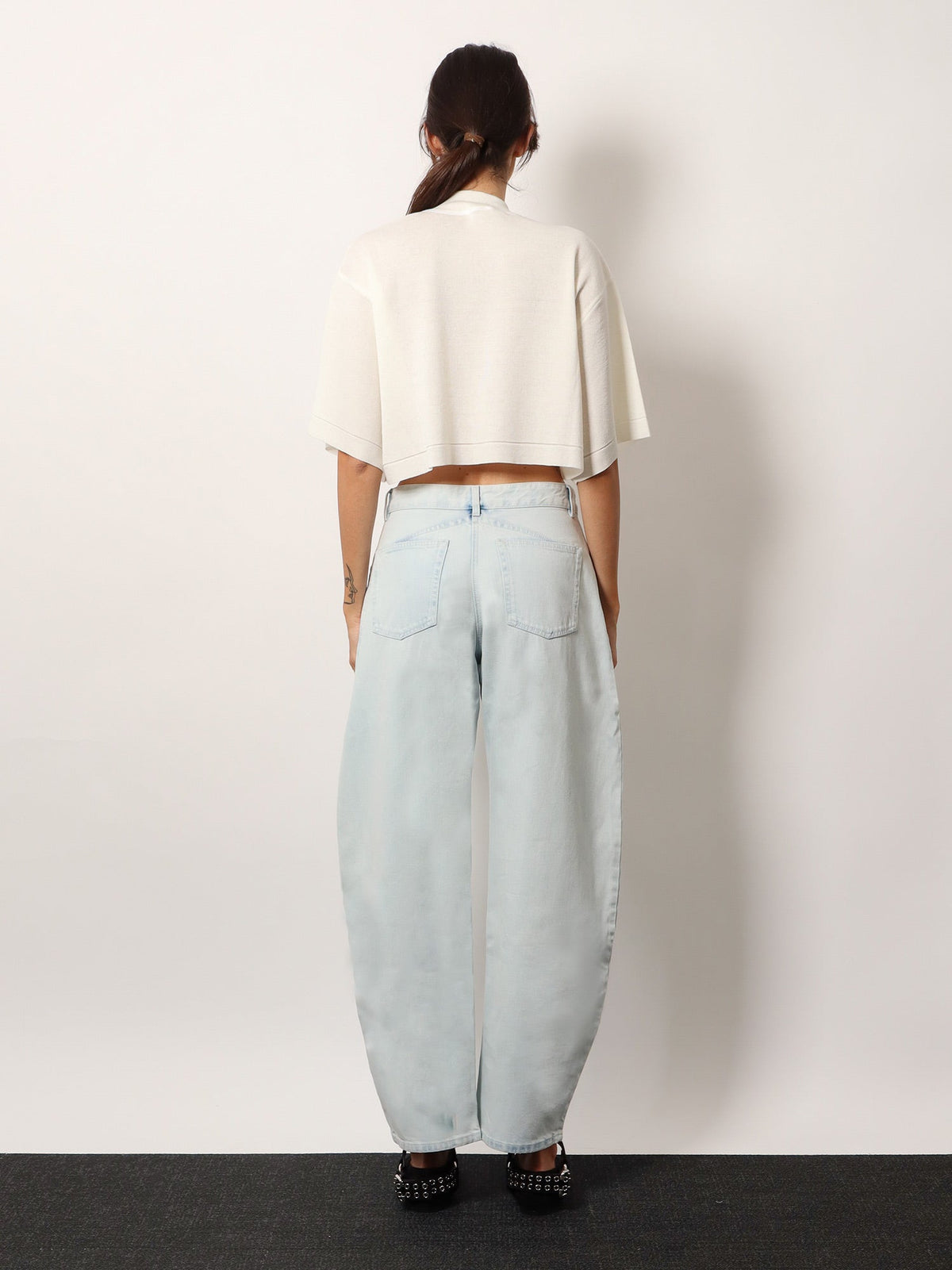 Alaïa Cropped cotton blend top - Blanc