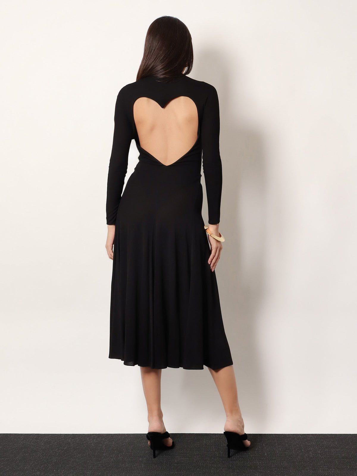 Alaïa Viscose long Heart Dress - Noir Alaia