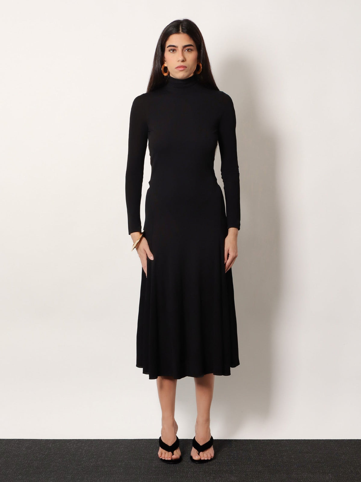 Alaïa Viscose long Heart Dress - Noir Alaia
