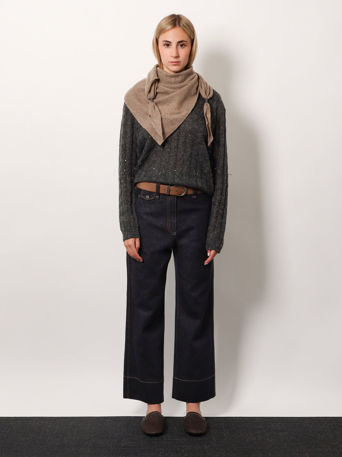Brunello Cucinelli Wool blend sweater with all-over sequins - Antracite