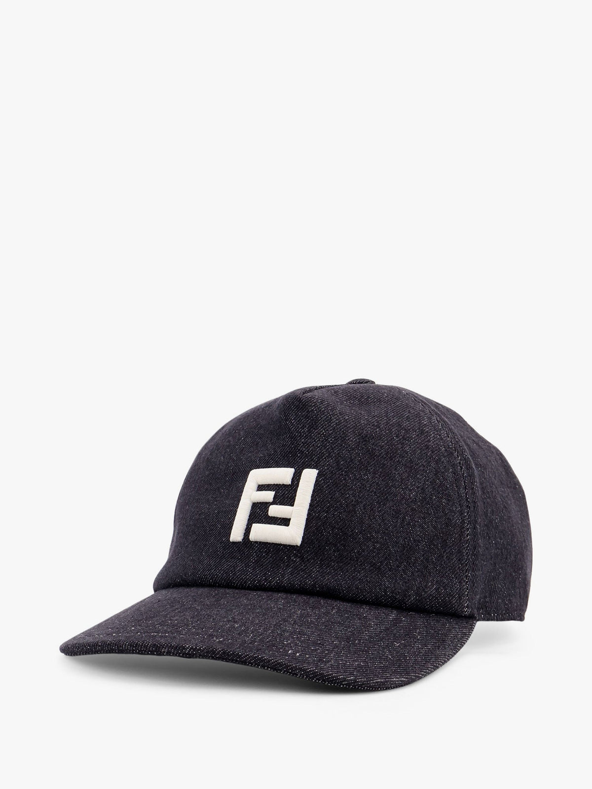 Fendi Denim baseball hat with logo embroidery - Nero