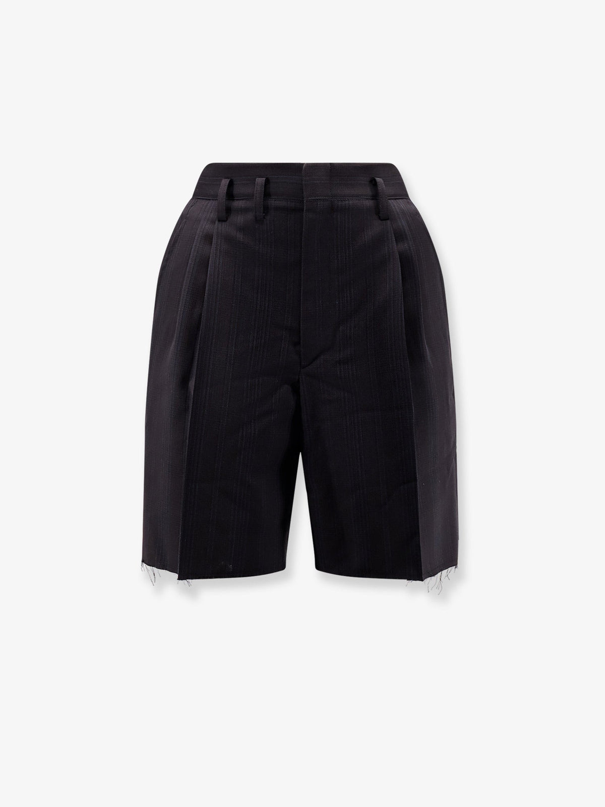 Maison Margiela Striped virgin wool shorts - Black/Blue