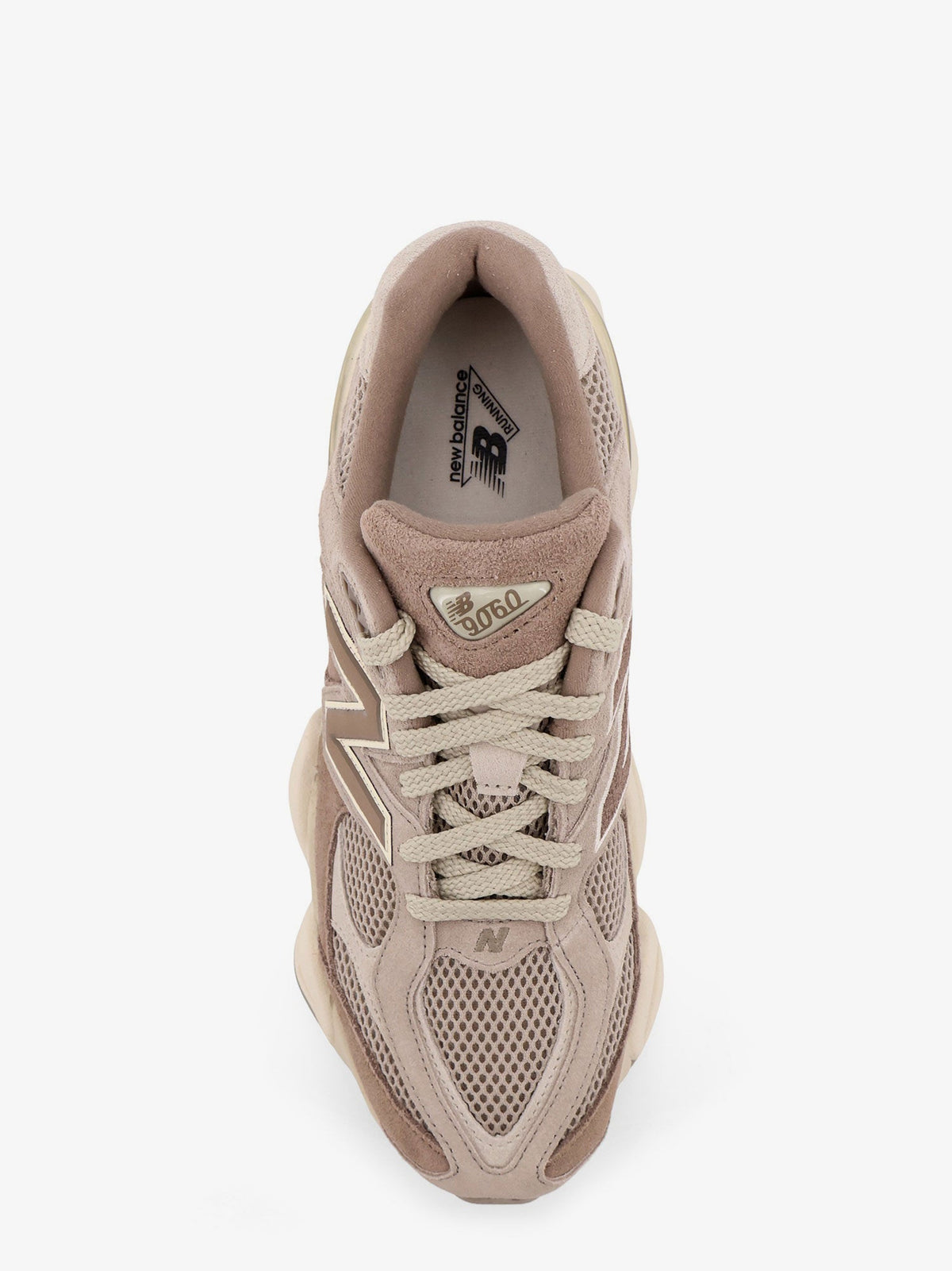 New Balance 9060 mesh and suede low-top sneakers - Mushroom