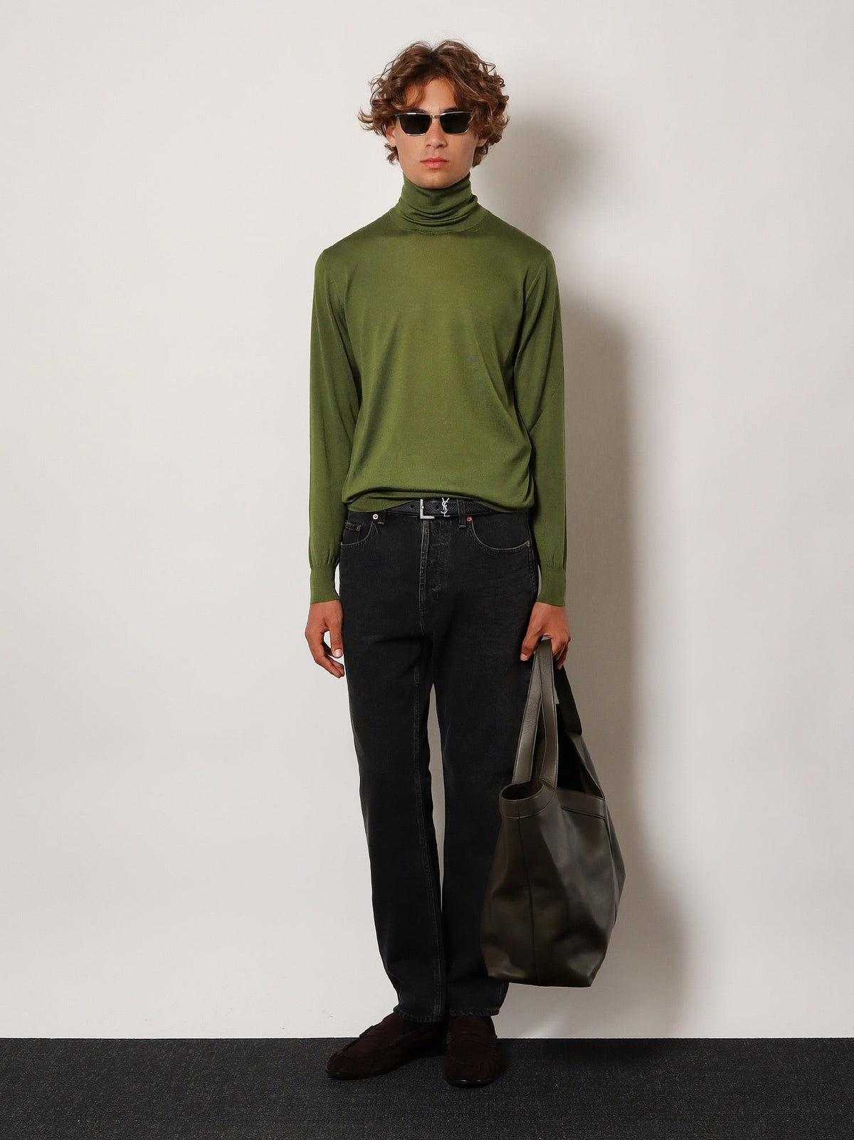 Saint Laurent Cashmere, wool and silk turtleneck sweater - Vert Olive