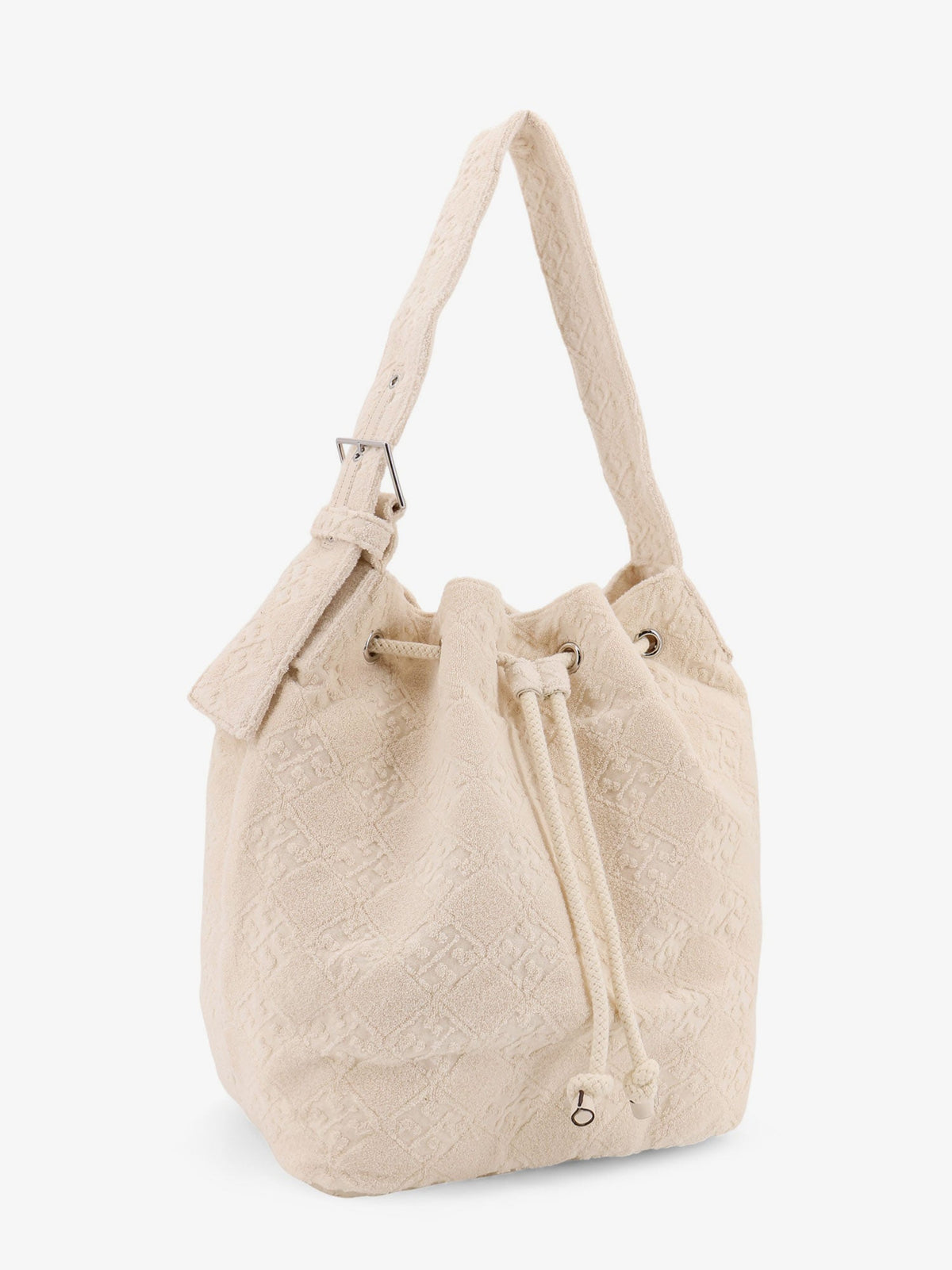 Tory Burch T Monogram Terry canvas bucket bag - New Ivory