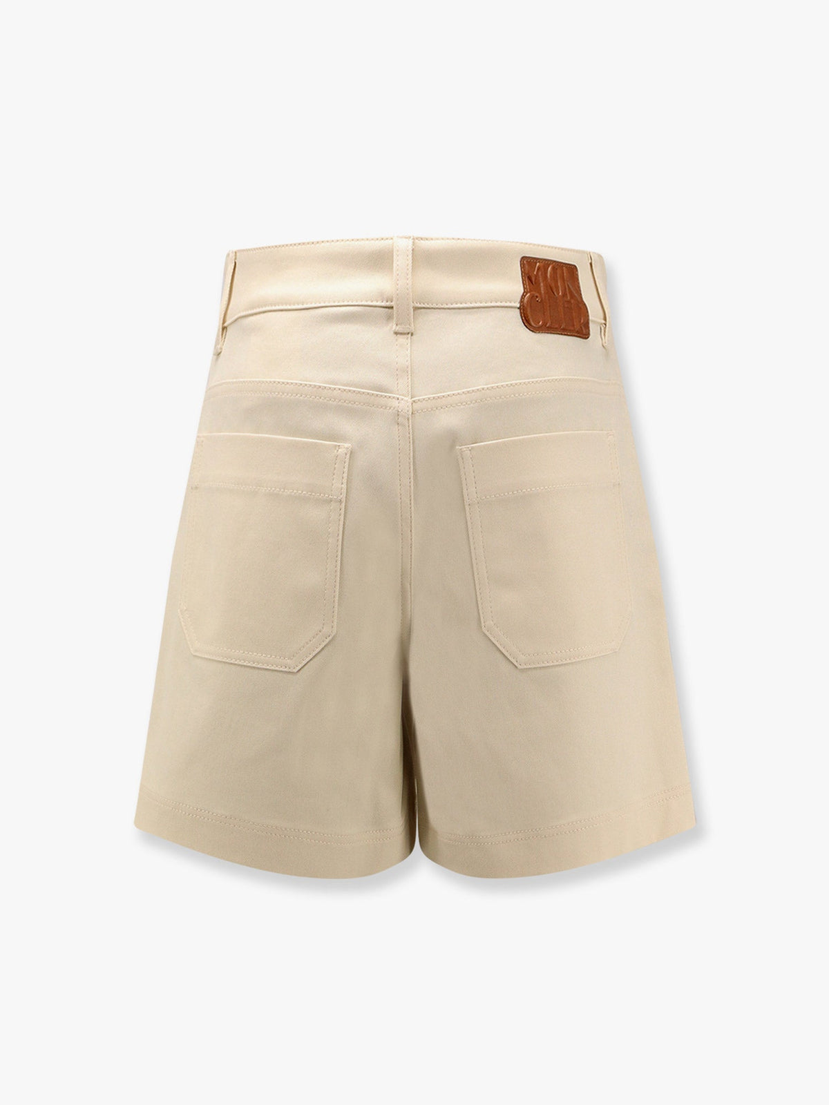 Moncler Stretch cotton shorts with maxi logo patch - Beige