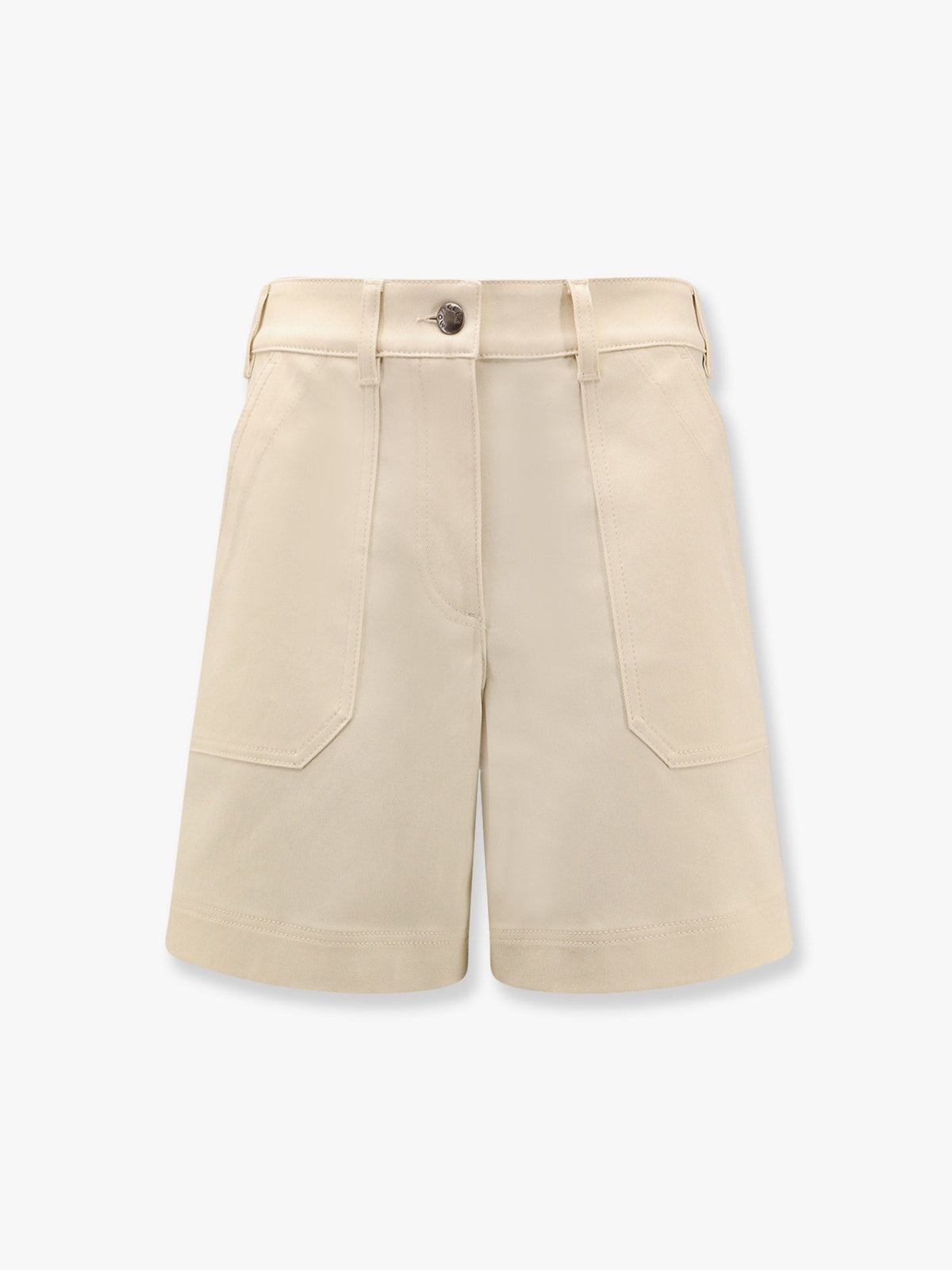 Moncler Stretch cotton shorts with maxi logo patch - Beige
