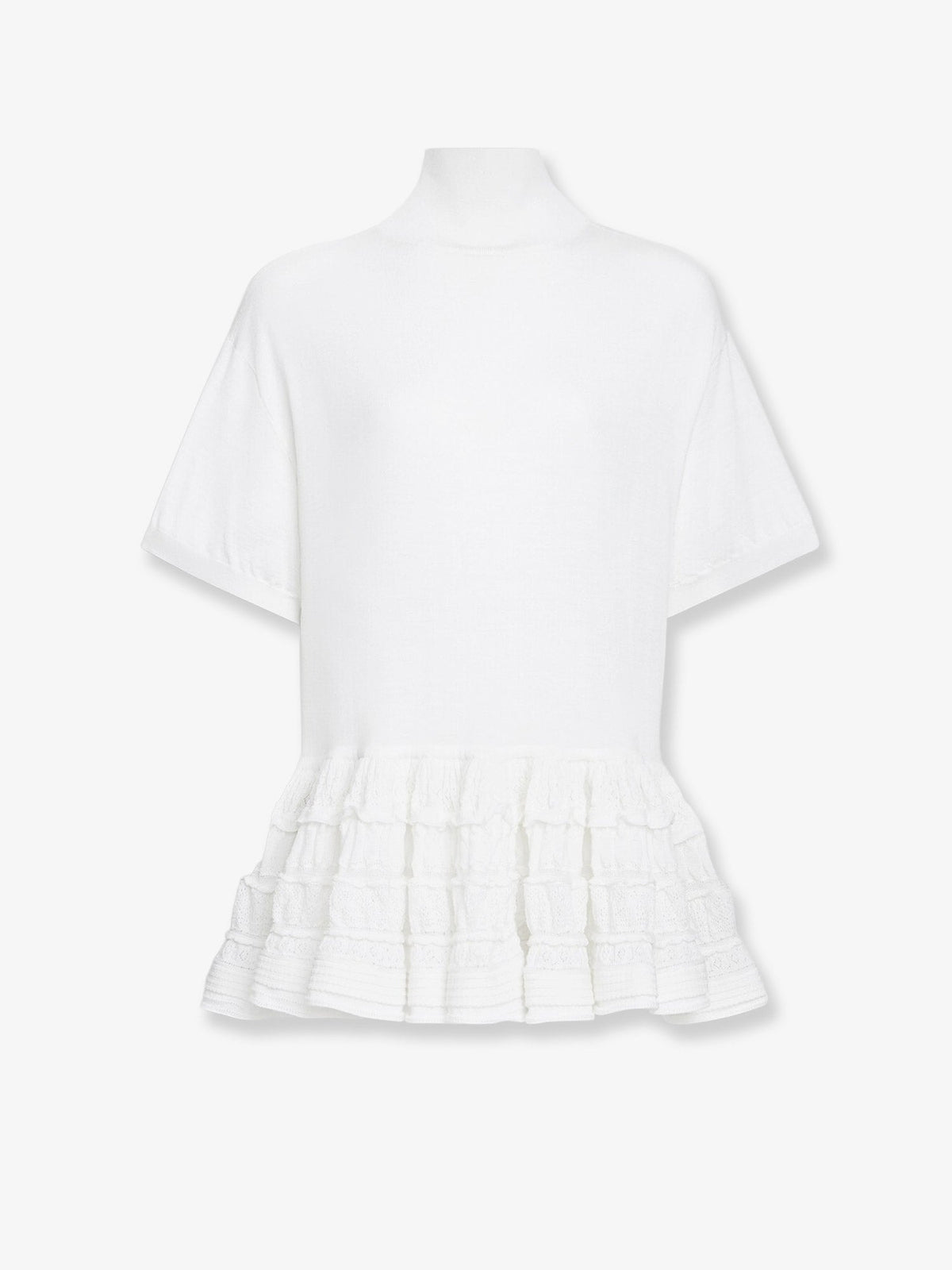 Alaïa Peplum virgin wool sweater - Blanc