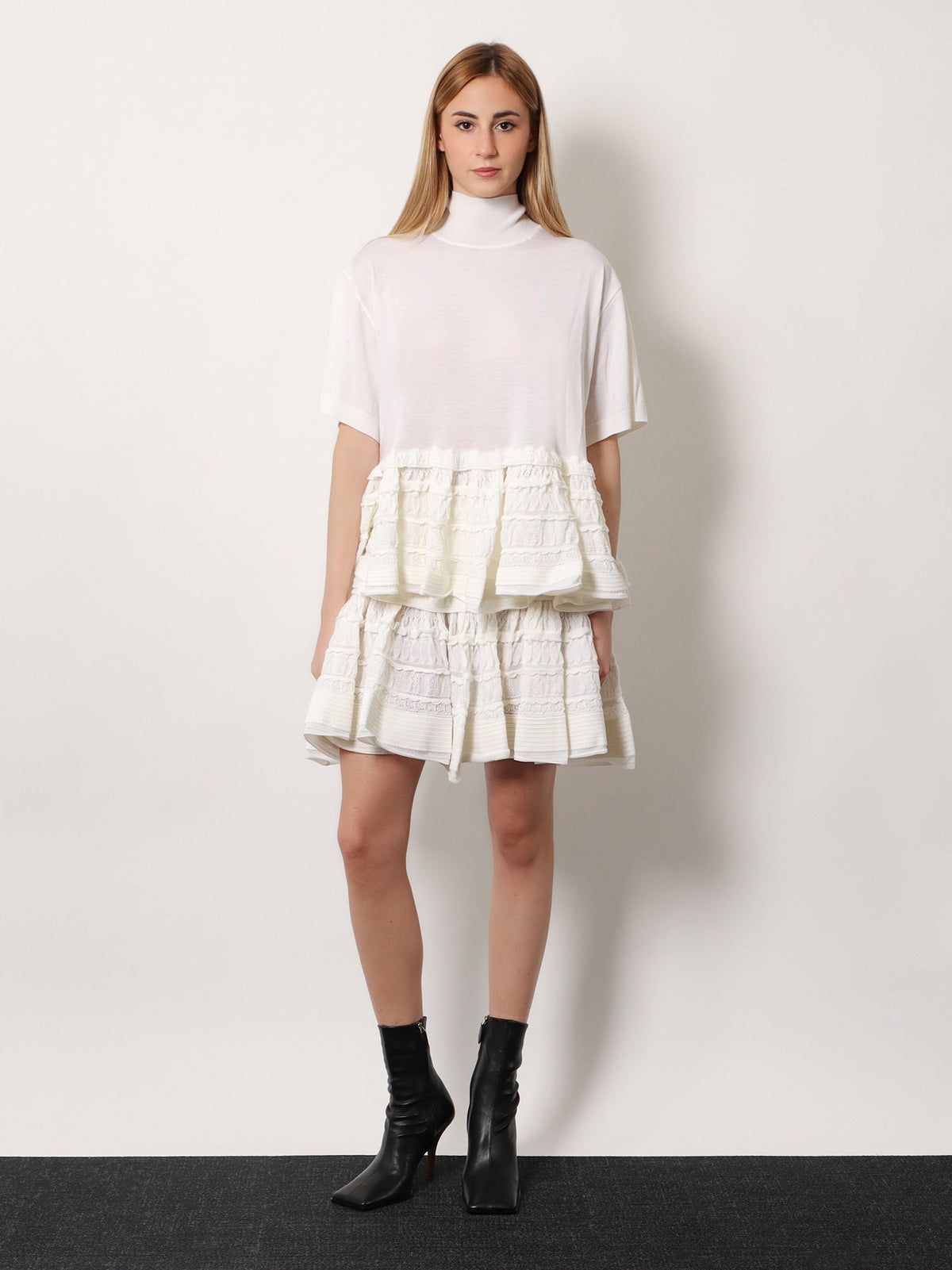 Alaïa Peplum virgin wool sweater - Blanc