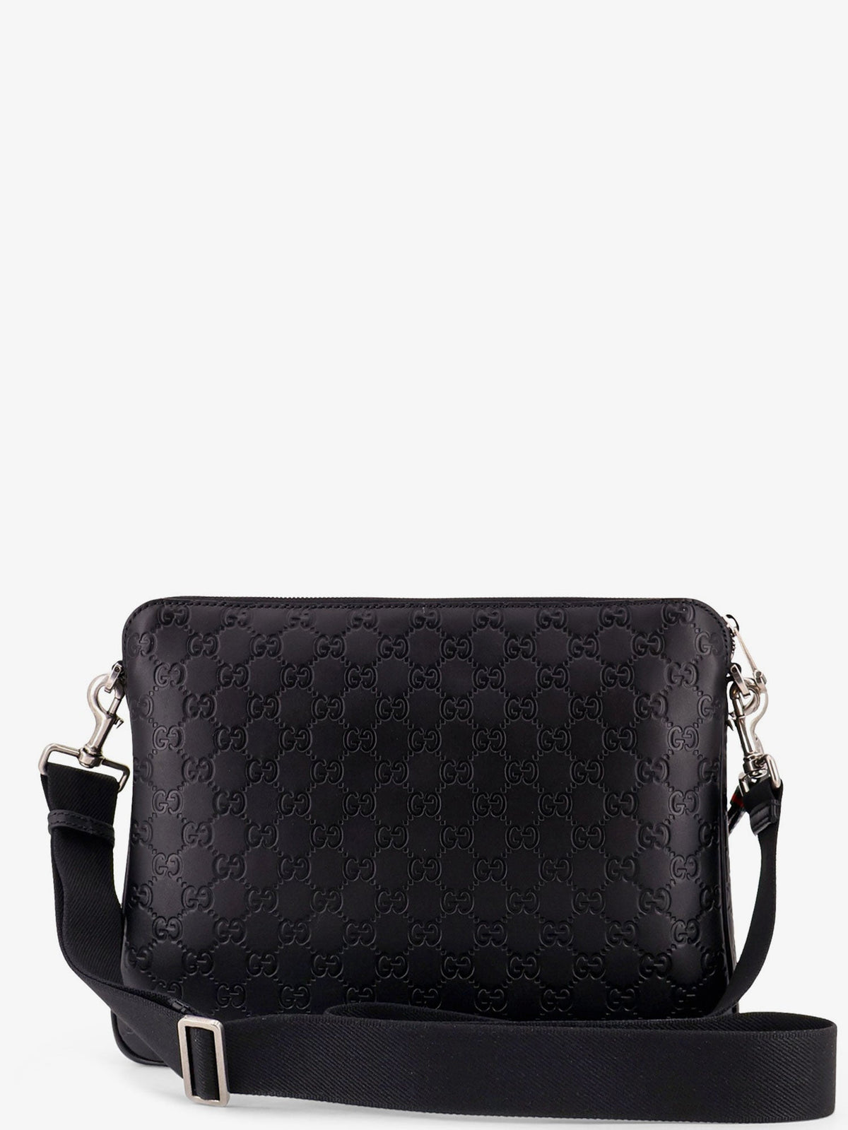 Gucci Leather GG Emblem crossbody bag with embossed GG motif - Black