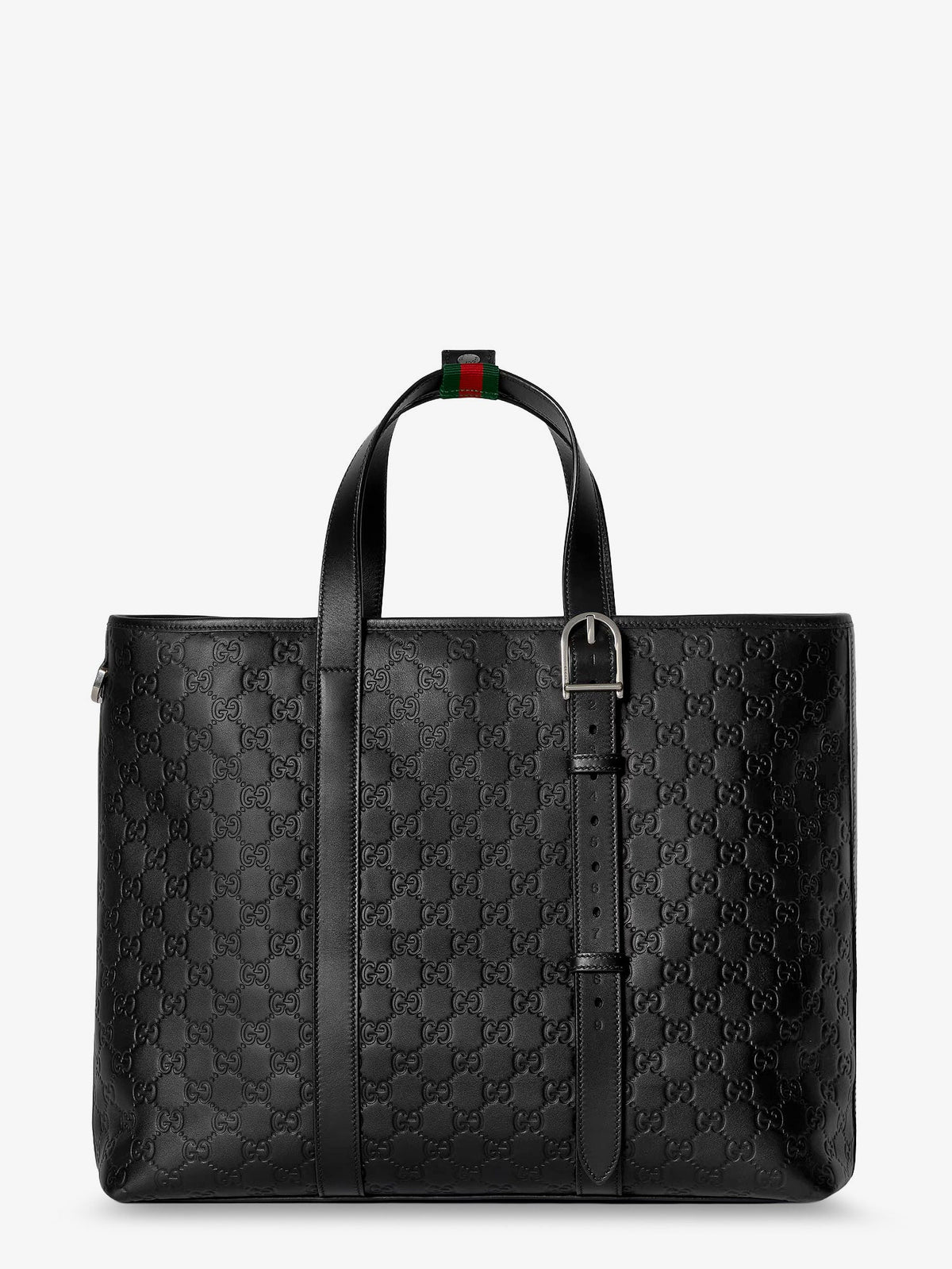 Gucci GG Emblem leather shopping bag with embossed GG motif - Black