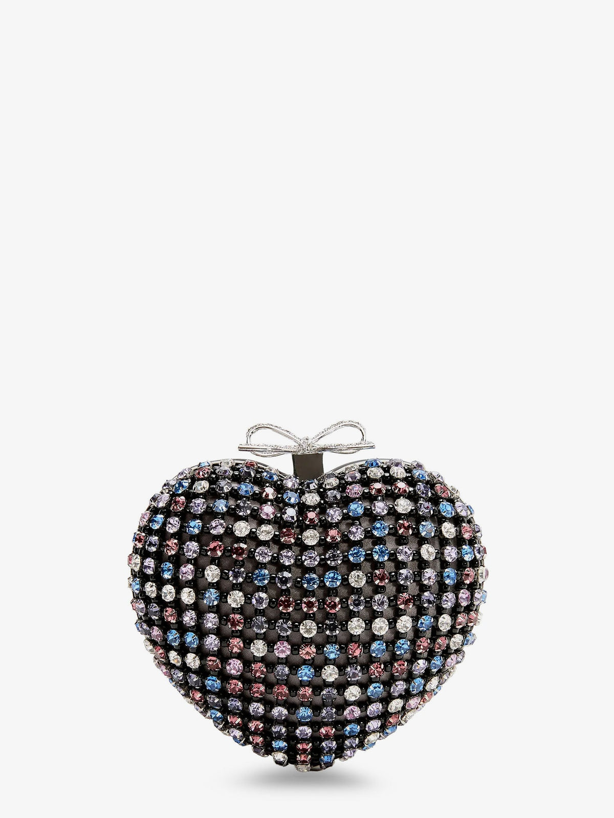 Self-Portrait Crystal heart clutch bag - Multi Coloured