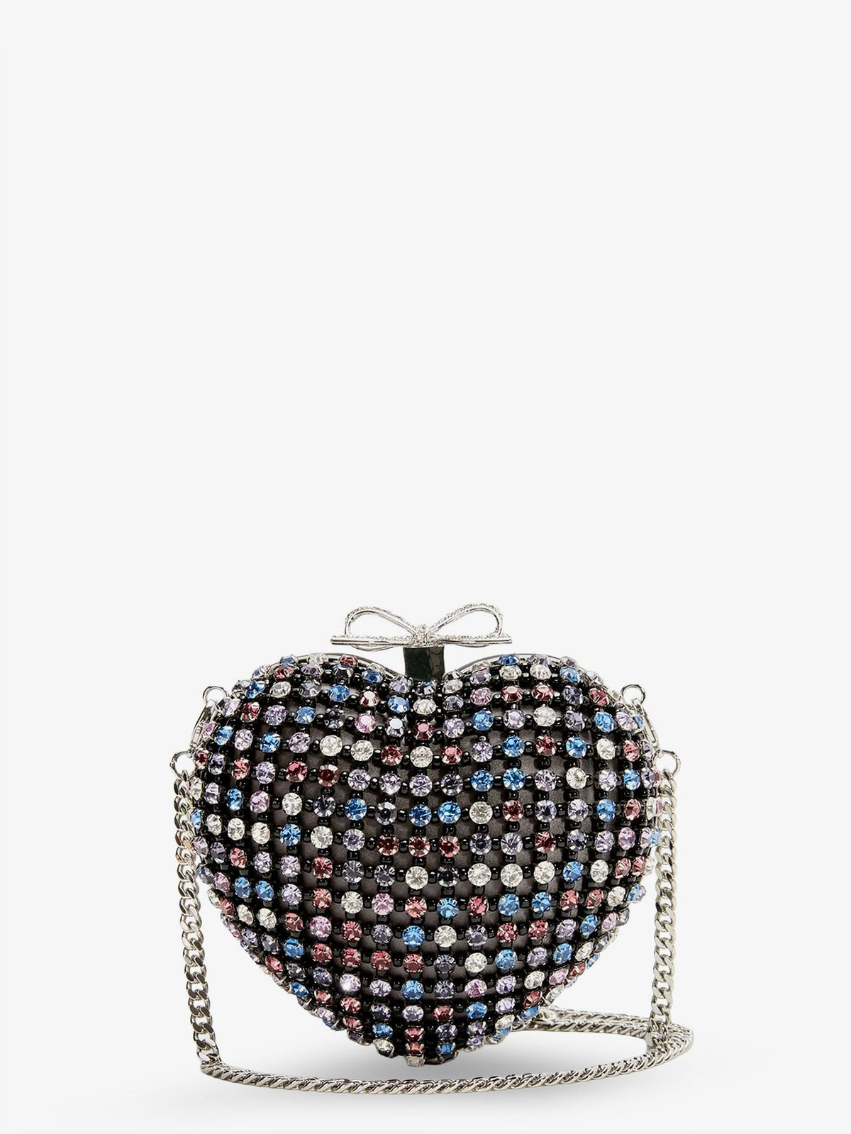 Self-Portrait Crystal heart clutch bag - Multi Coloured