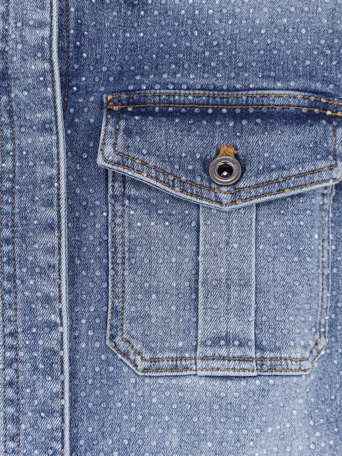 Self-Portrait Denim jumpsuit with rhinestones - Blue