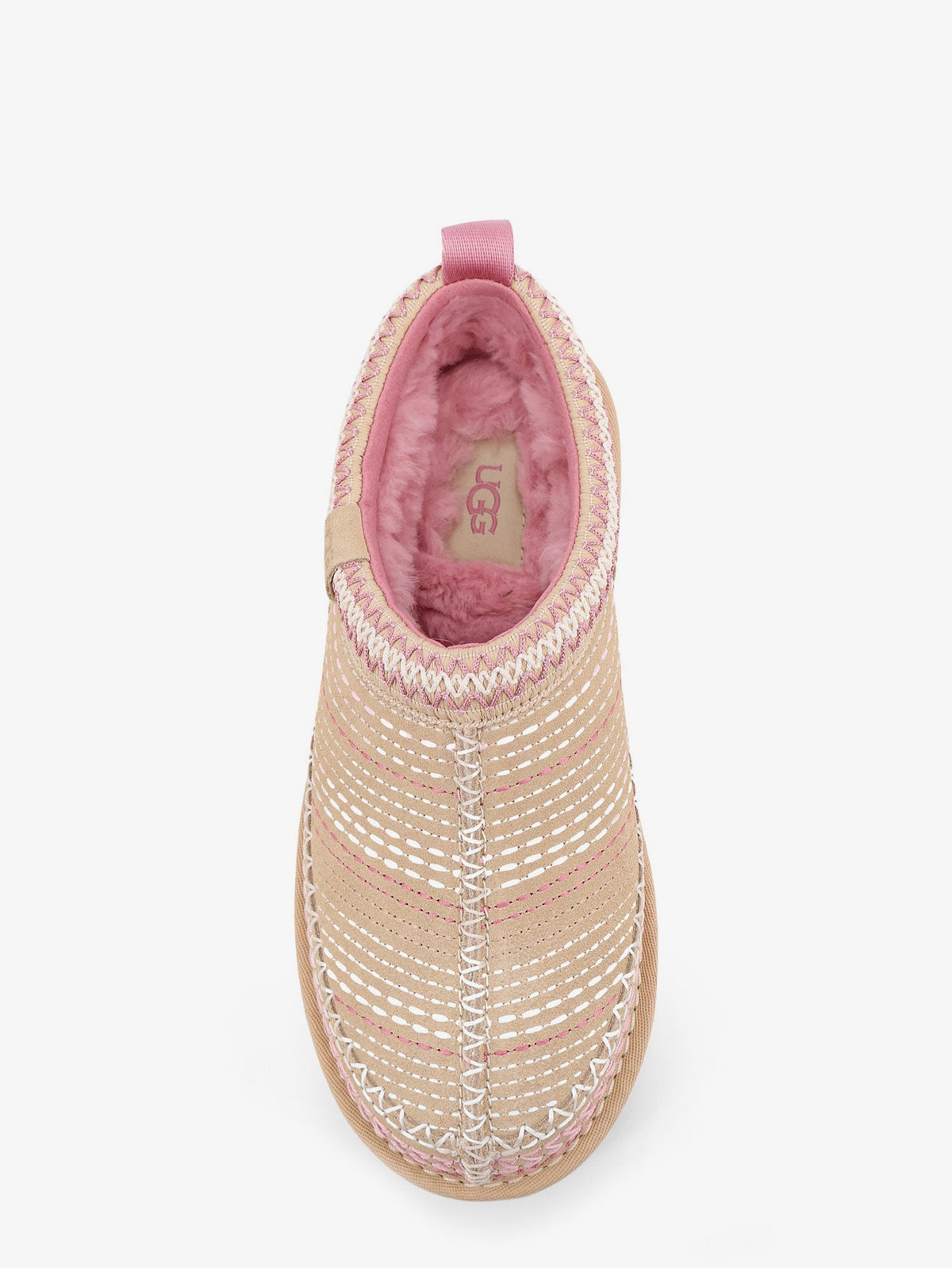 UGG W Tasman Meadow suede sandals with multicolor stitching - Beige