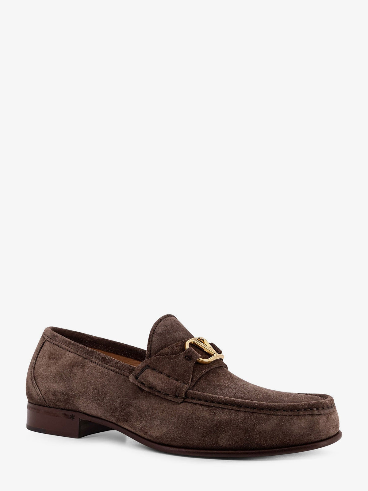 Valentino Garavani Suede loafers with metal VLogo Signature - Shadow Grey